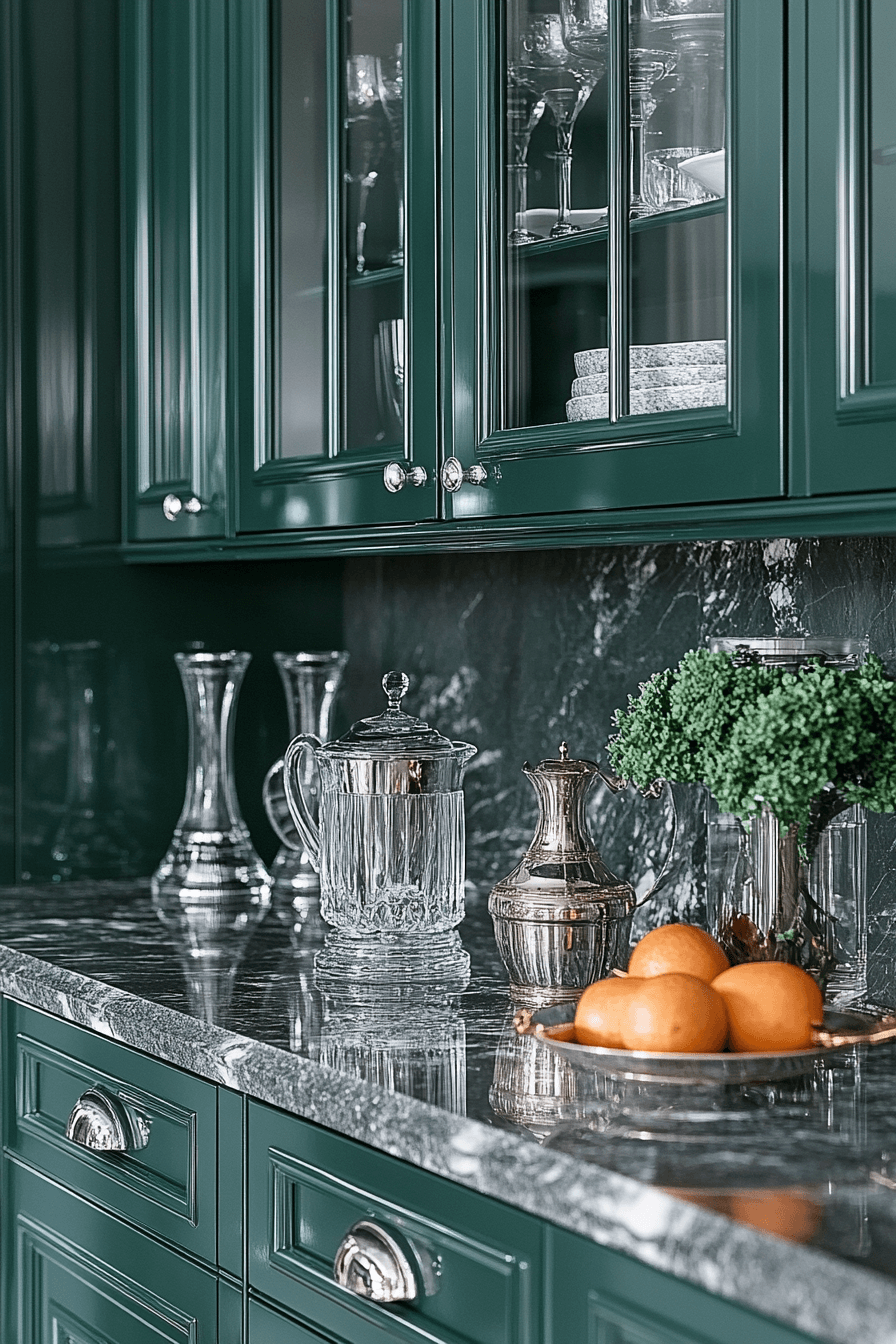 dark green kitchen cabinets