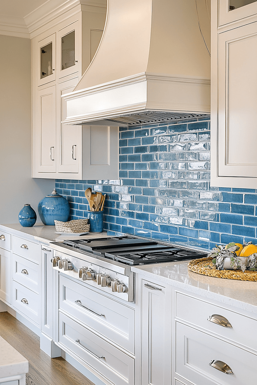 kitchen backsplash with white cabinets