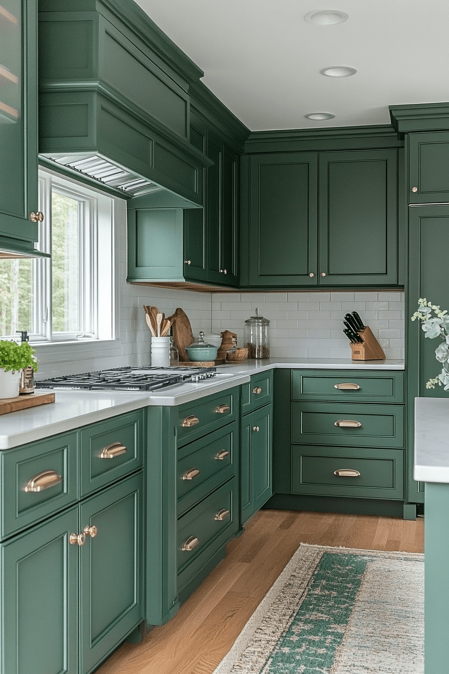 dark green kitchen cabinets