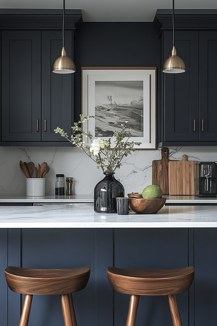 navy blue kitchen cabinets