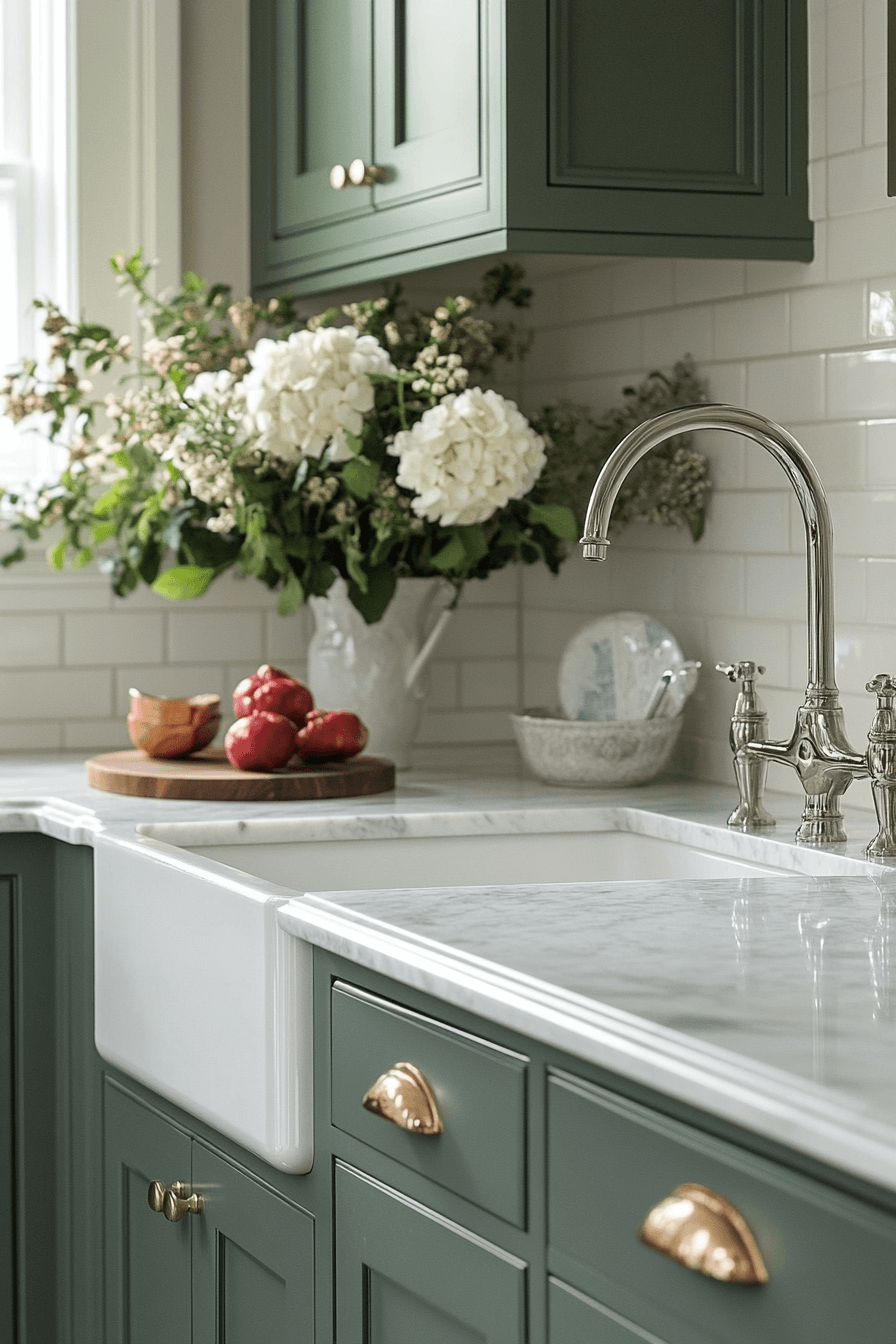 dark green kitchen cabinets