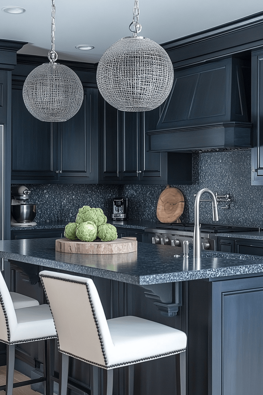 navy blue kitchen cabinets