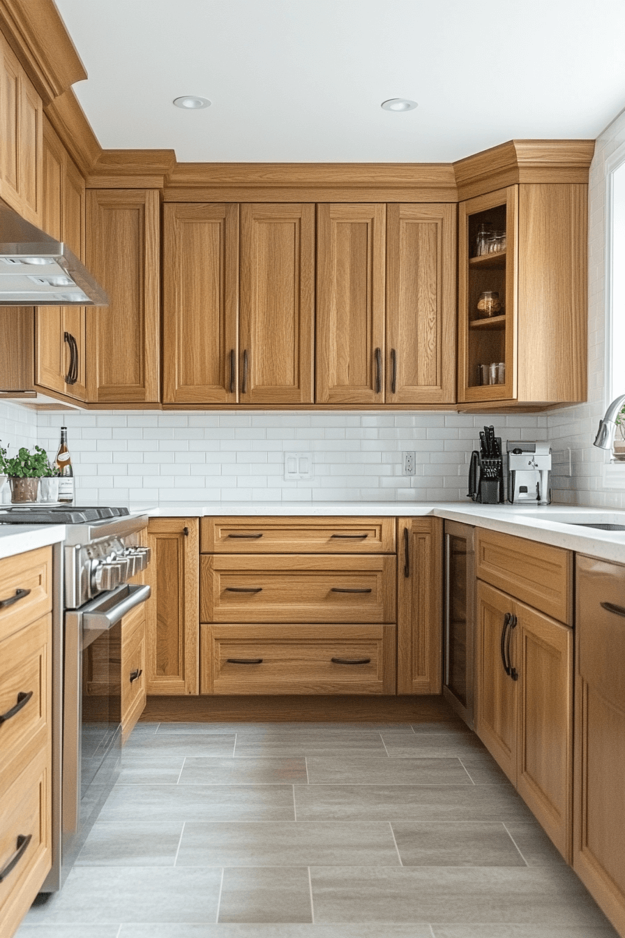 honey oak kitchen cabinets