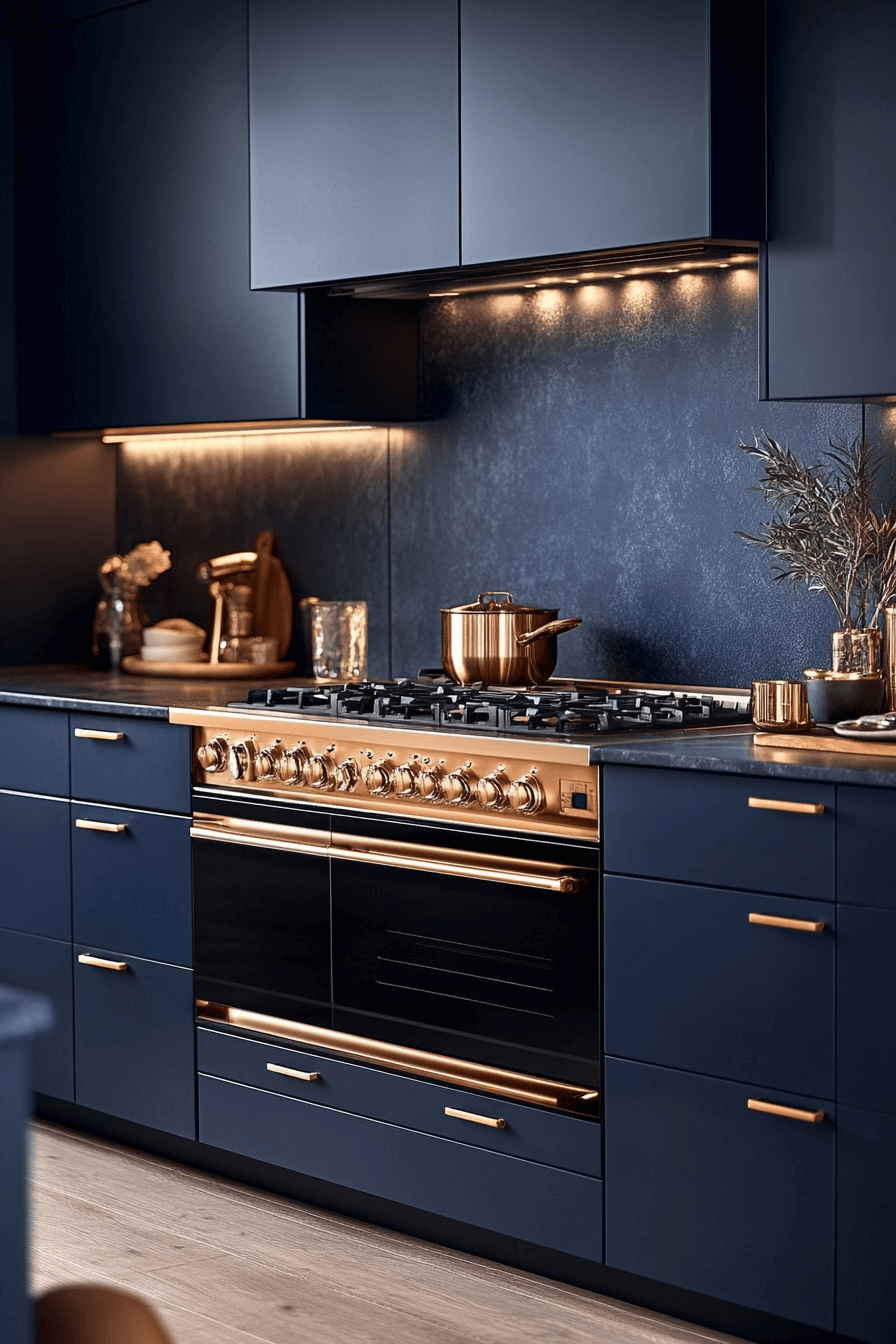 navy blue kitchen cabinets