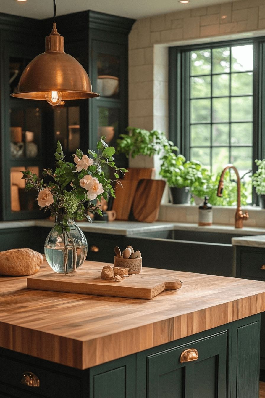 dark green kitchen cabinets