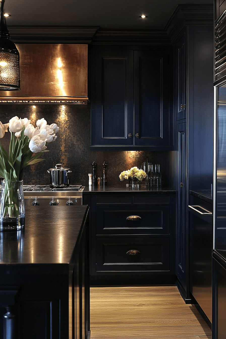 navy blue kitchen cabinets