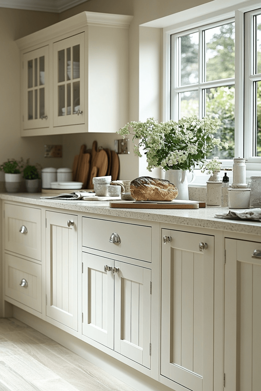 cream kitchen cabinets
