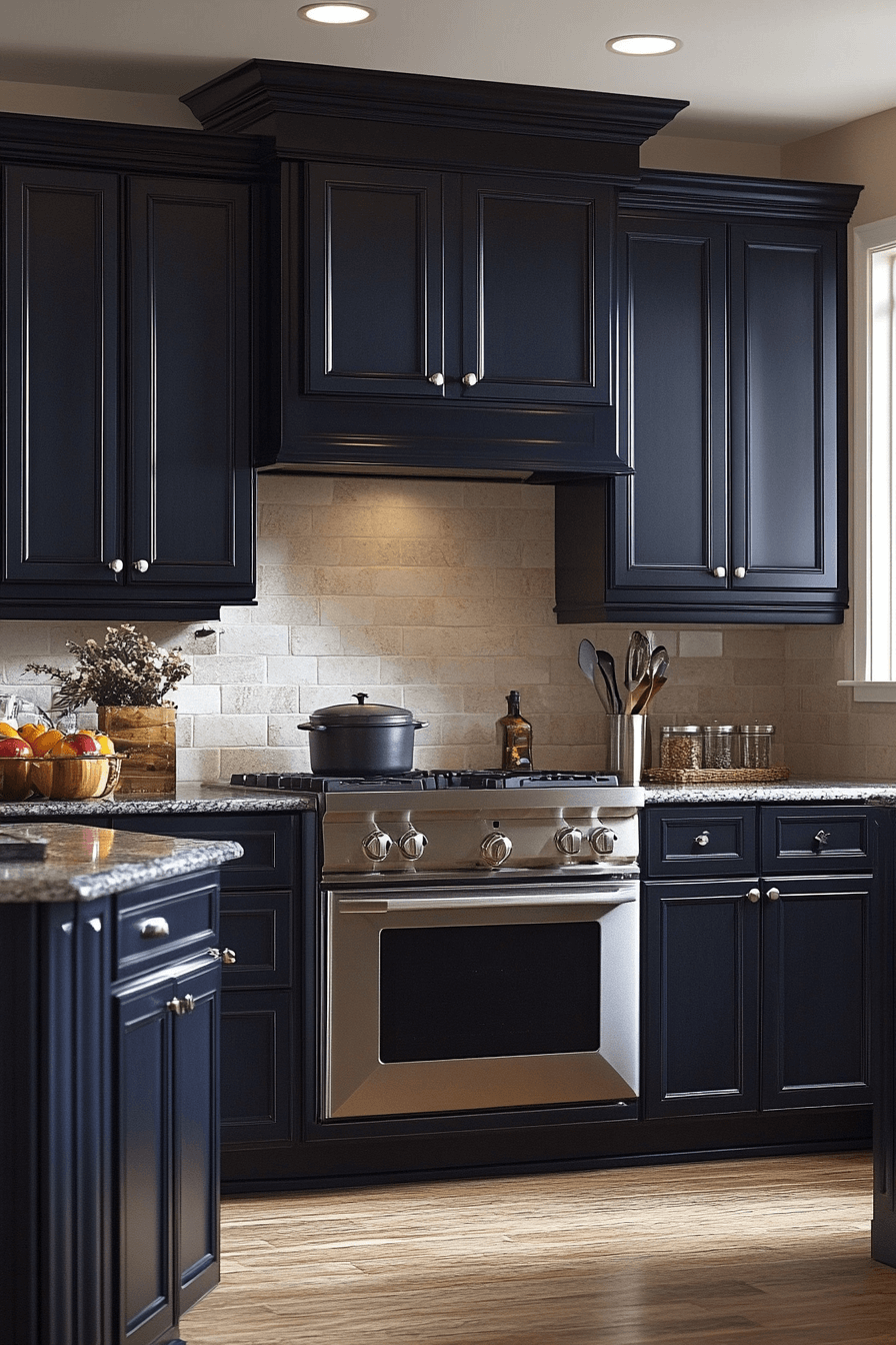 navy blue kitchen cabinets