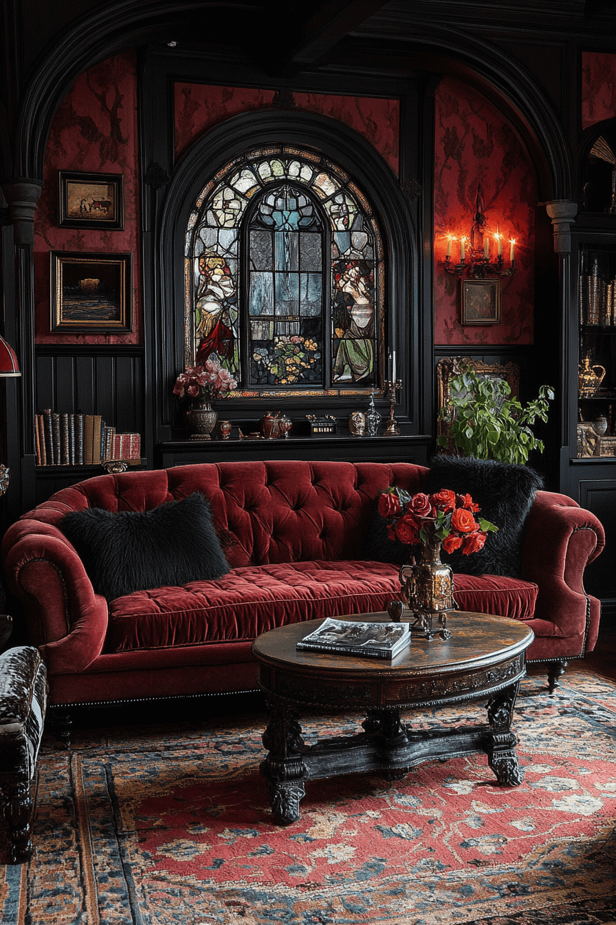 29 Whimsigoth Living Room Ideas to Embrace Soft Shadows and Vintage Vibes 21 whimsigoth living room