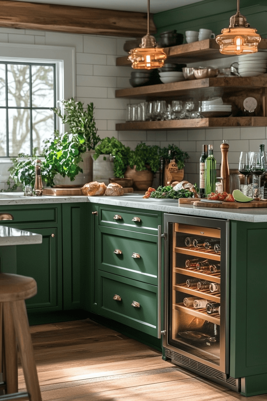 dark green kitchen cabinets