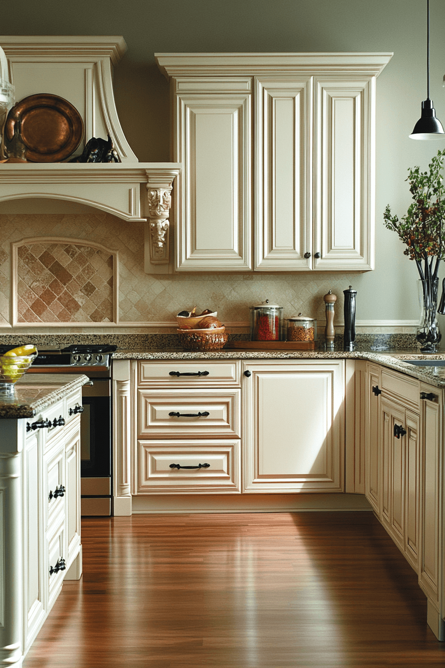 beige kitchen cabinets