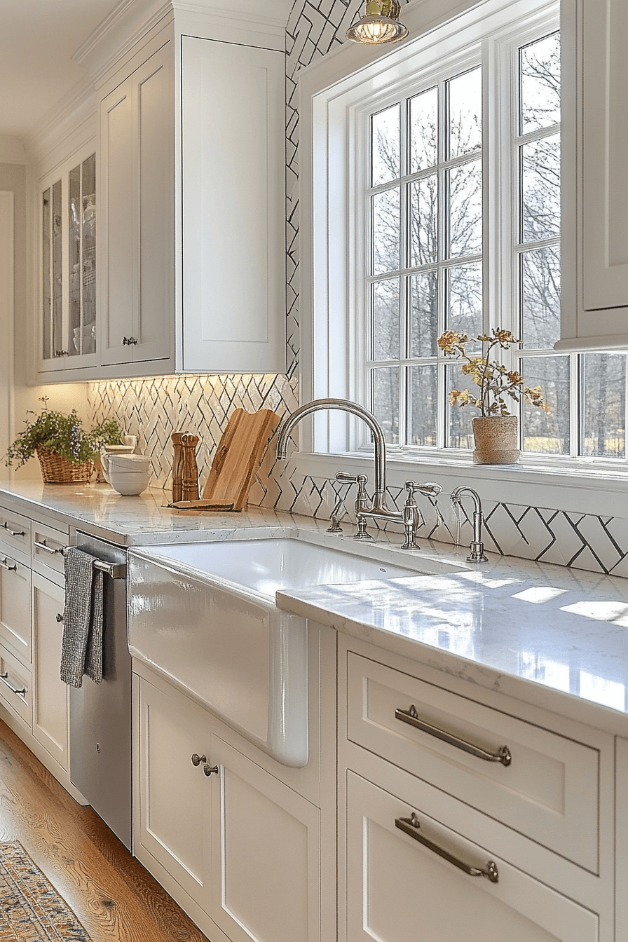 kitchen backsplash with white cabinets