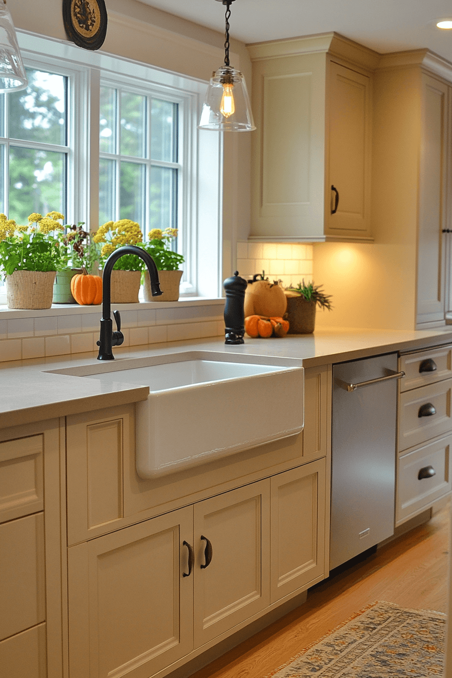 beige kitchen cabinets
