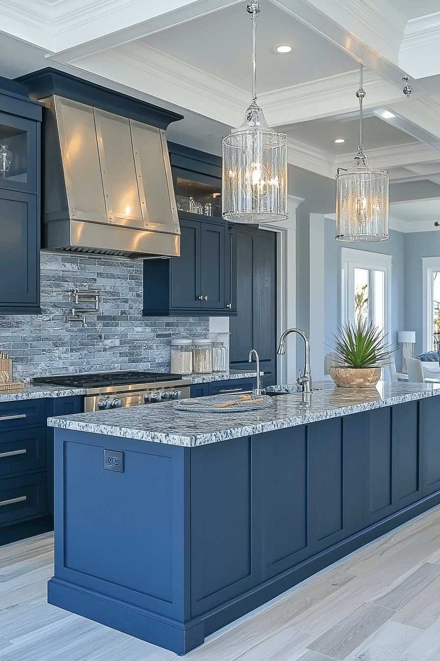 navy blue kitchen cabinets