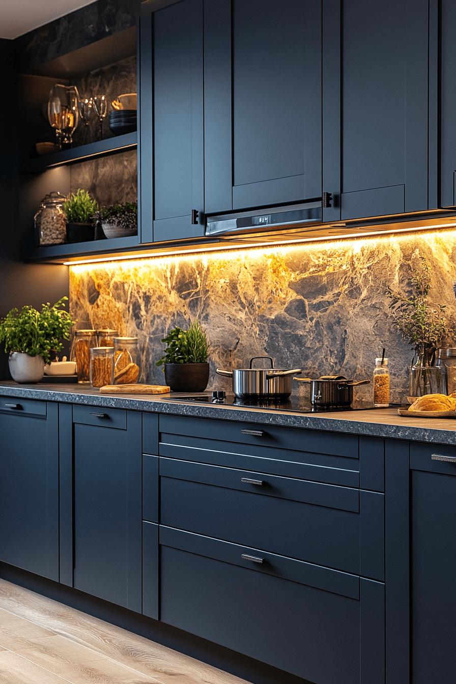 navy blue kitchen cabinets