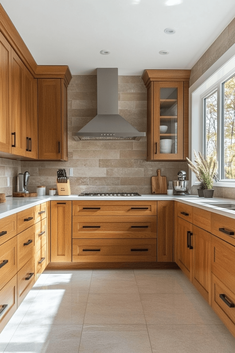 honey oak kitchen cabinets
