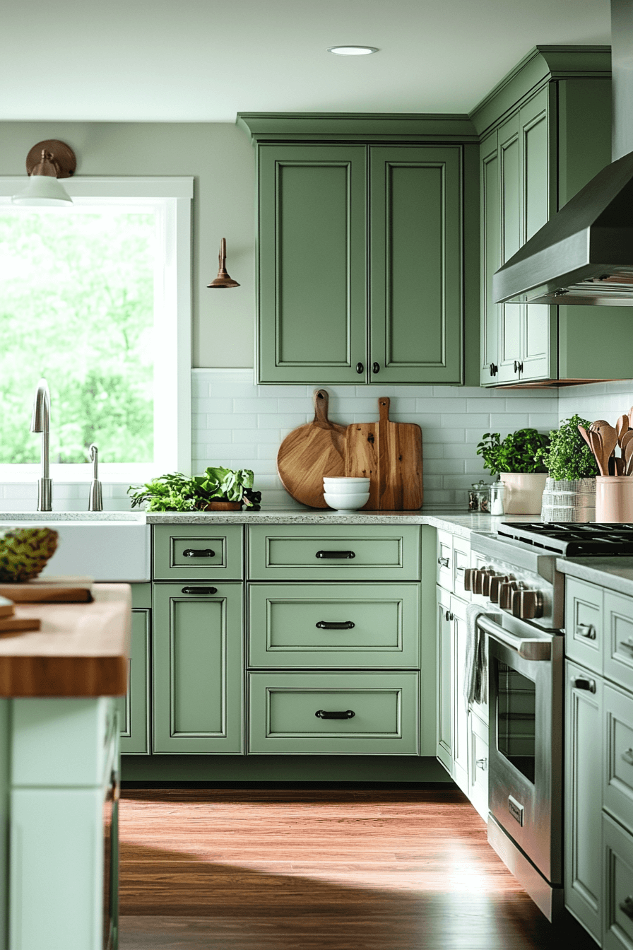 dark green kitchen cabinets