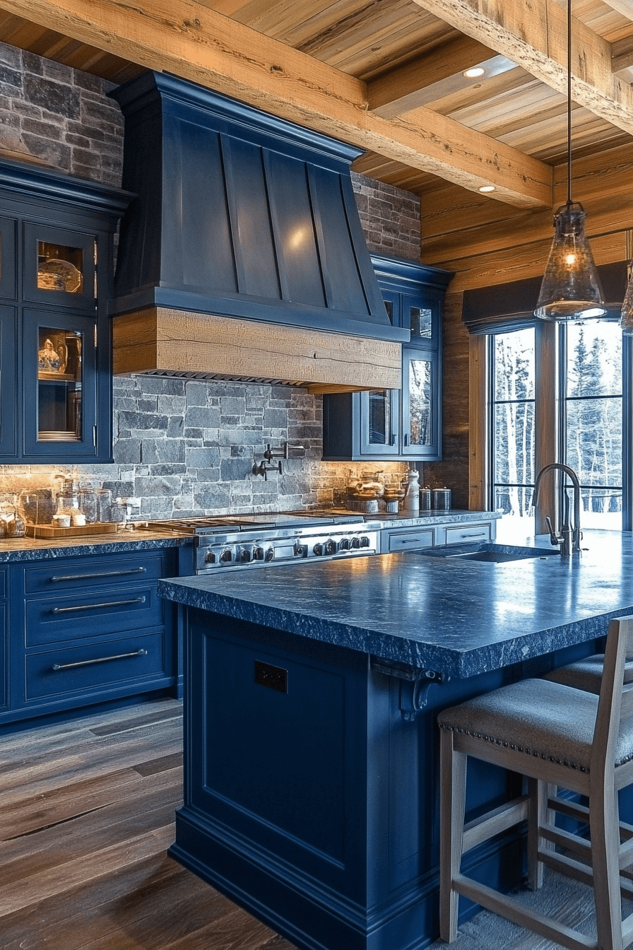 navy blue kitchen cabinets