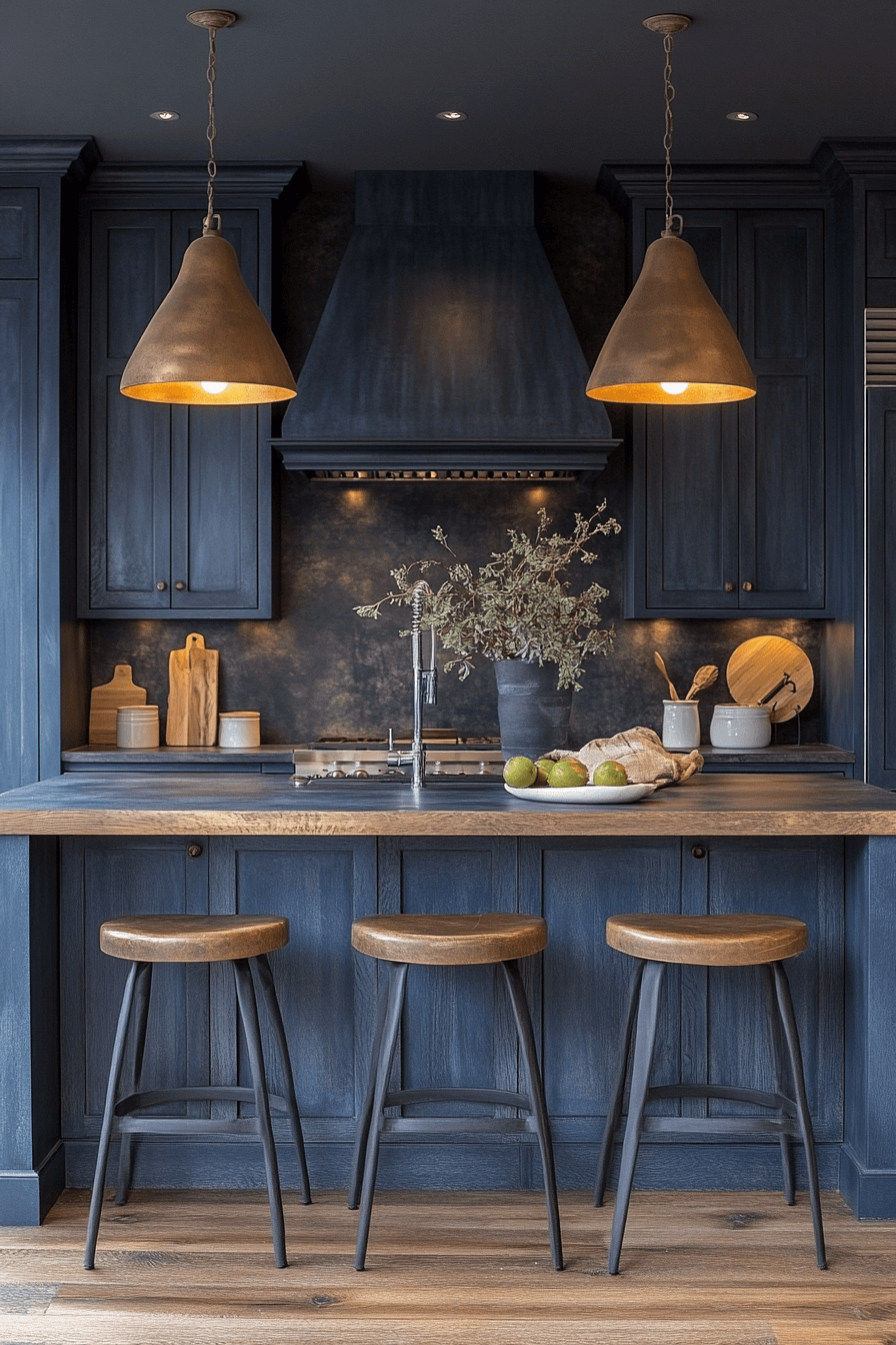 navy blue kitchen cabinets