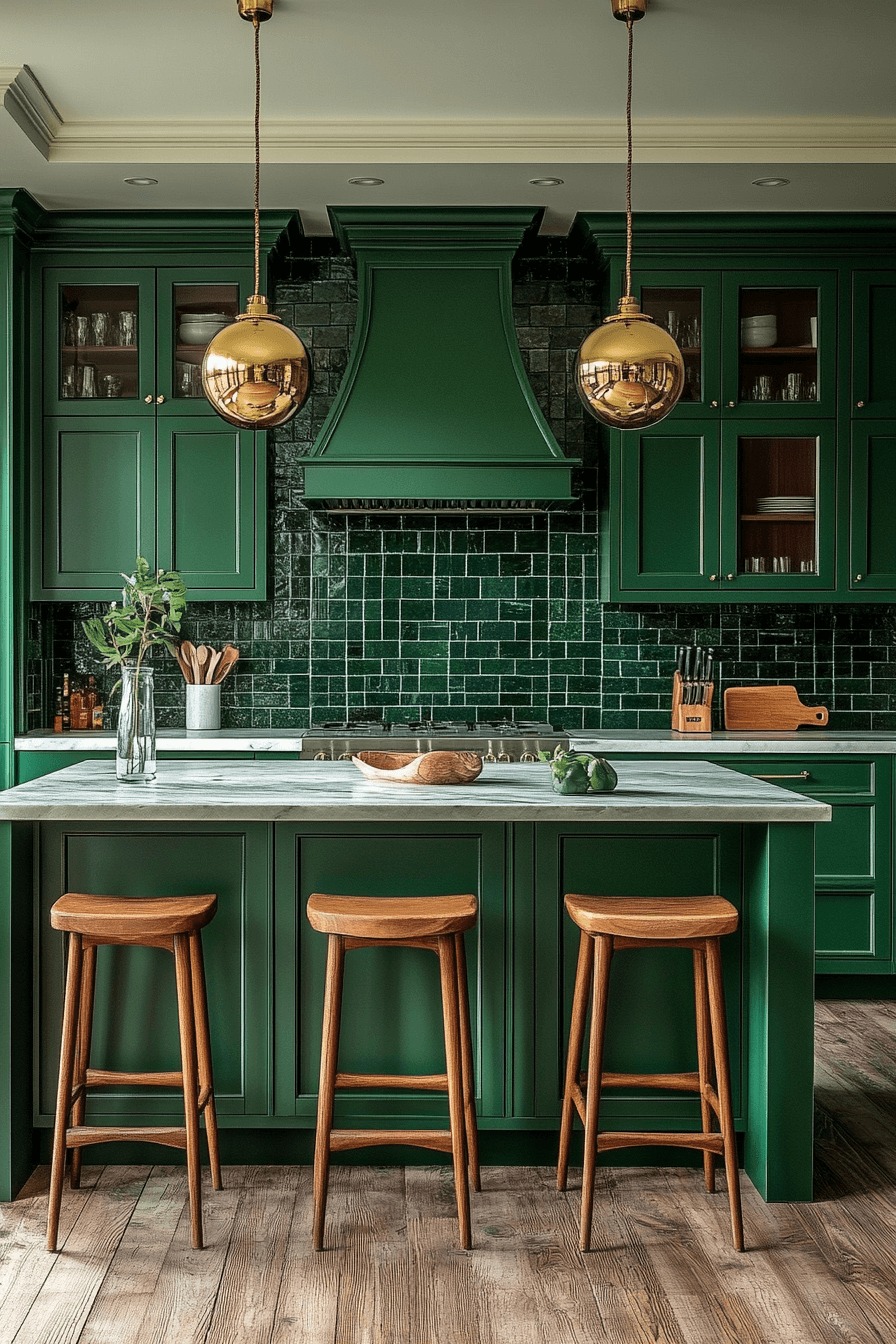 dark green kitchen cabinets