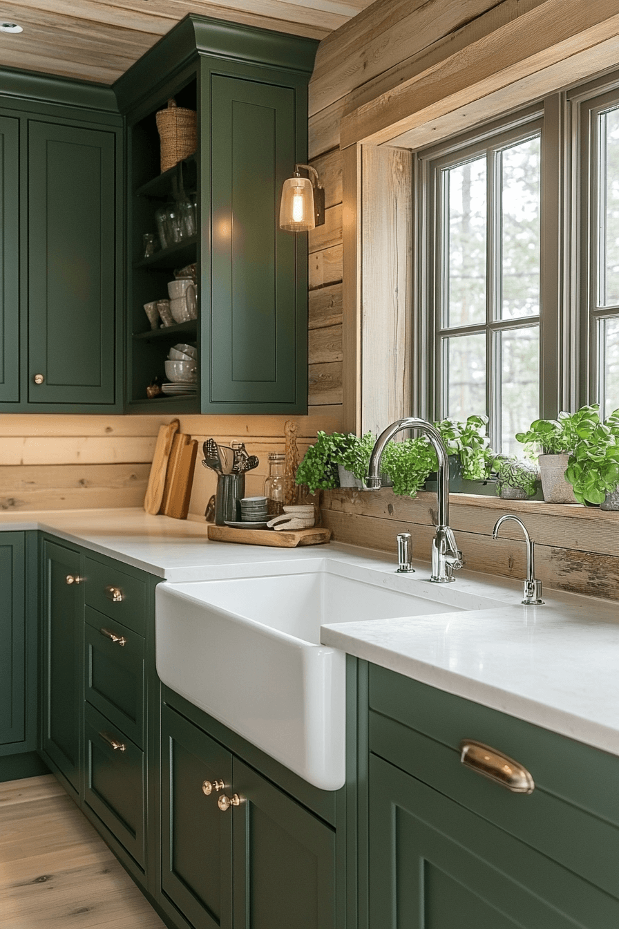 dark green kitchen cabinets