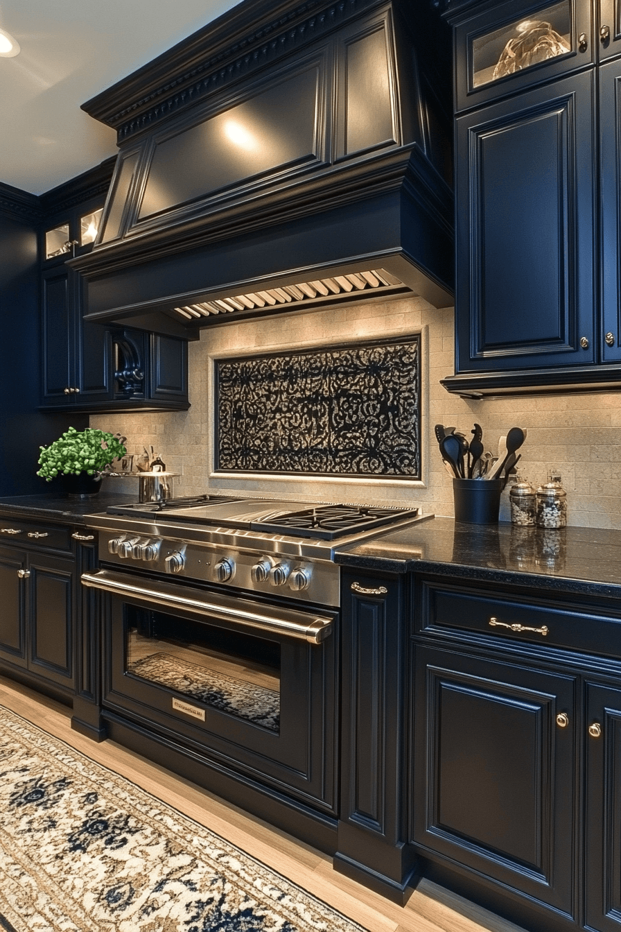 navy blue kitchen cabinets
