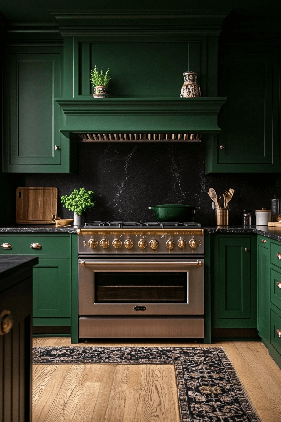 dark green kitchen cabinets
