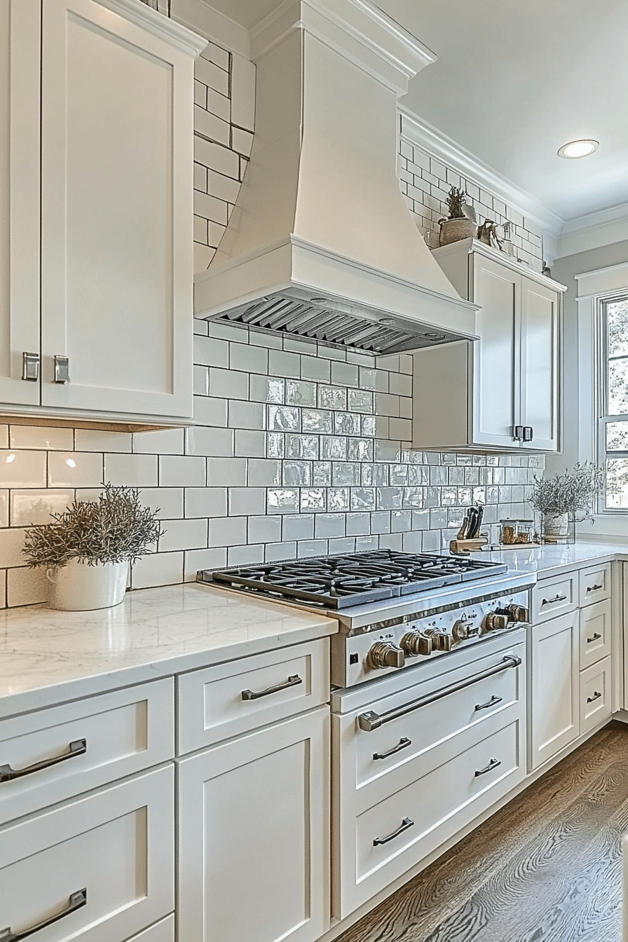 kitchen backsplash with white cabinets