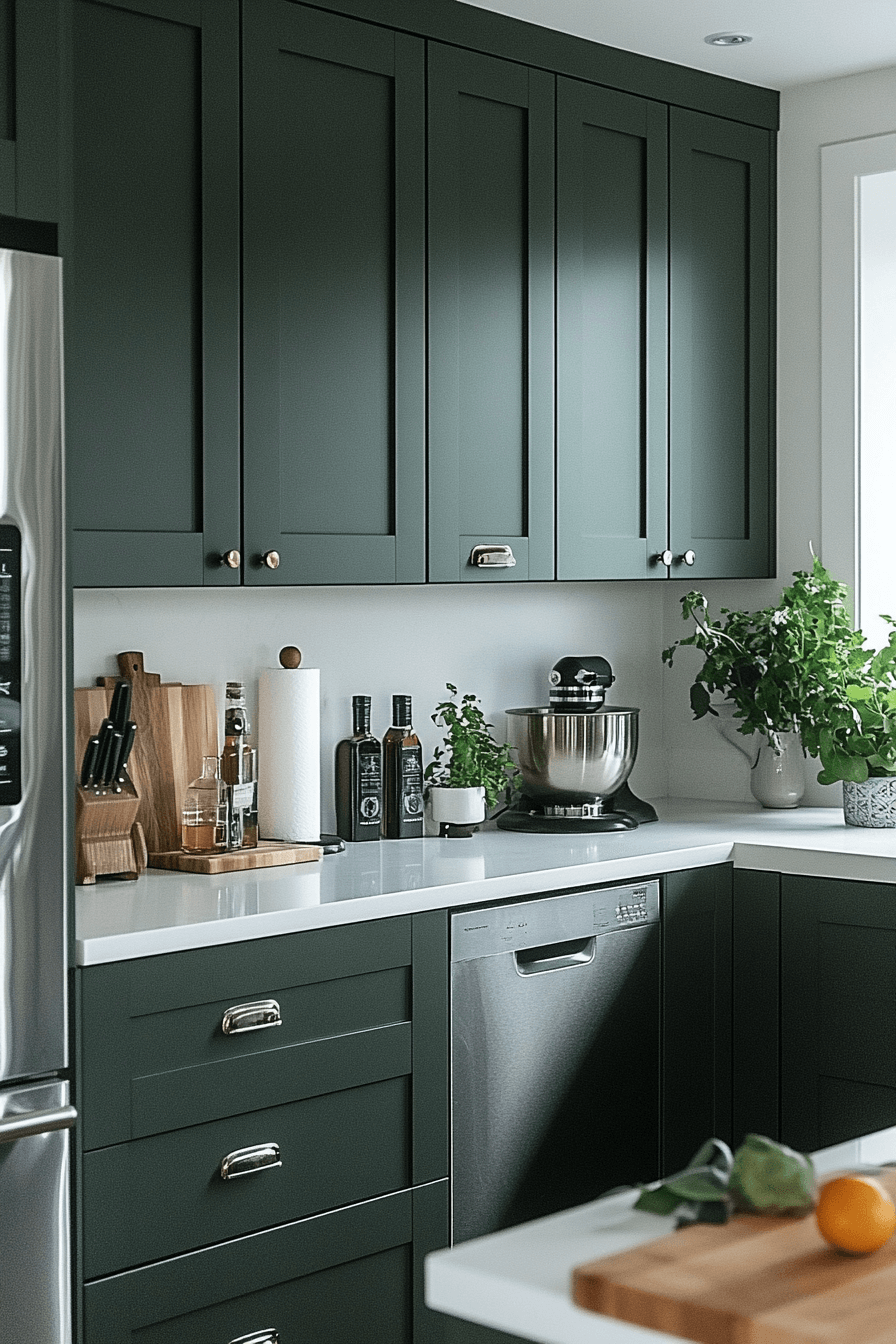 dark green kitchen cabinets