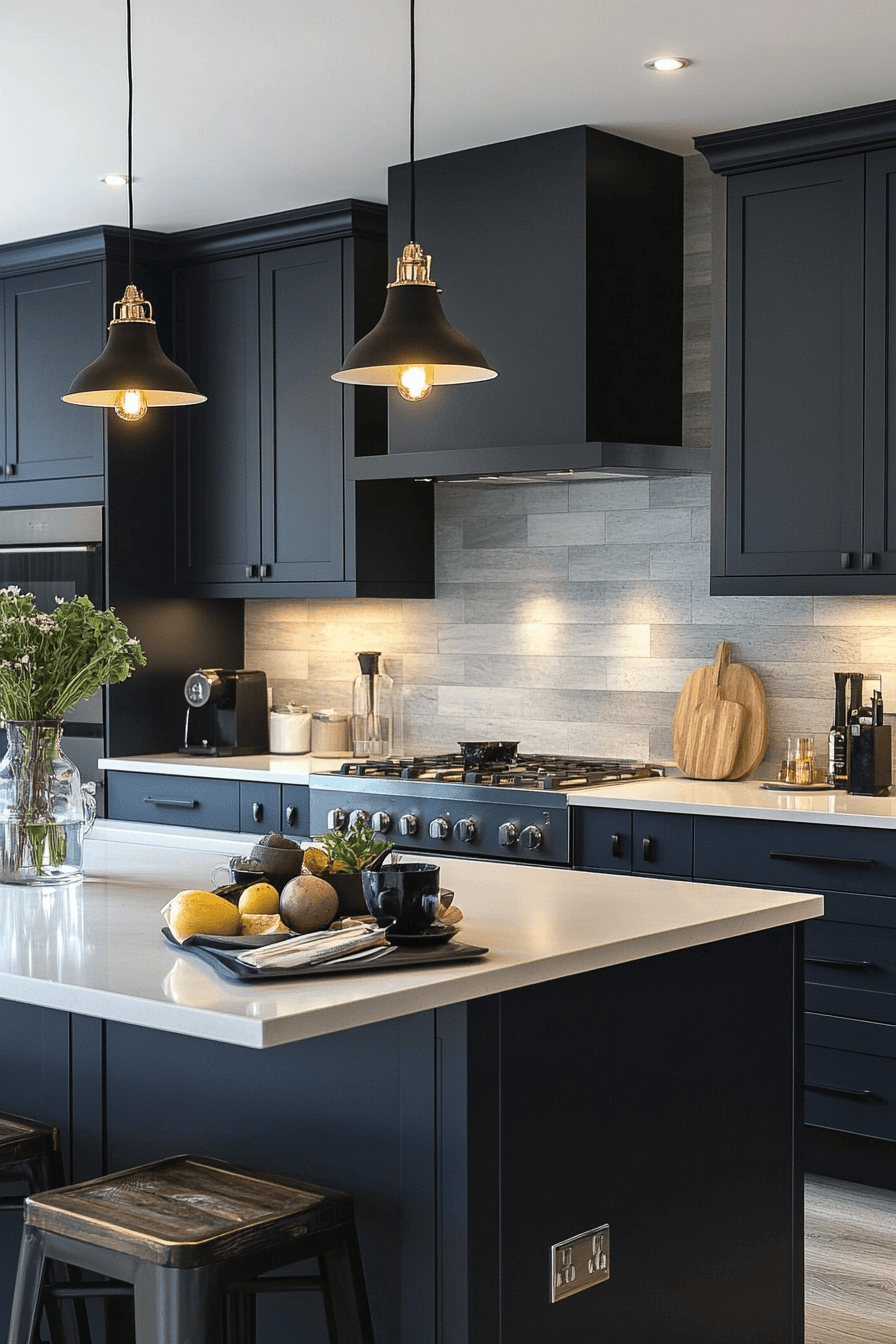 navy blue kitchen cabinets