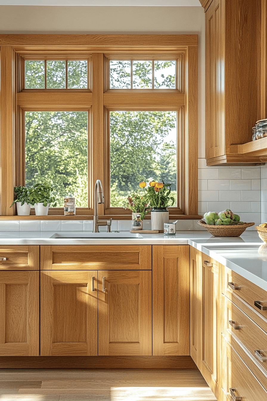 honey oak kitchen cabinets