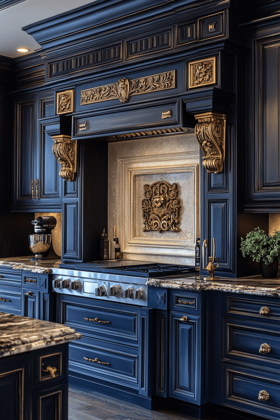 navy blue kitchen cabinets