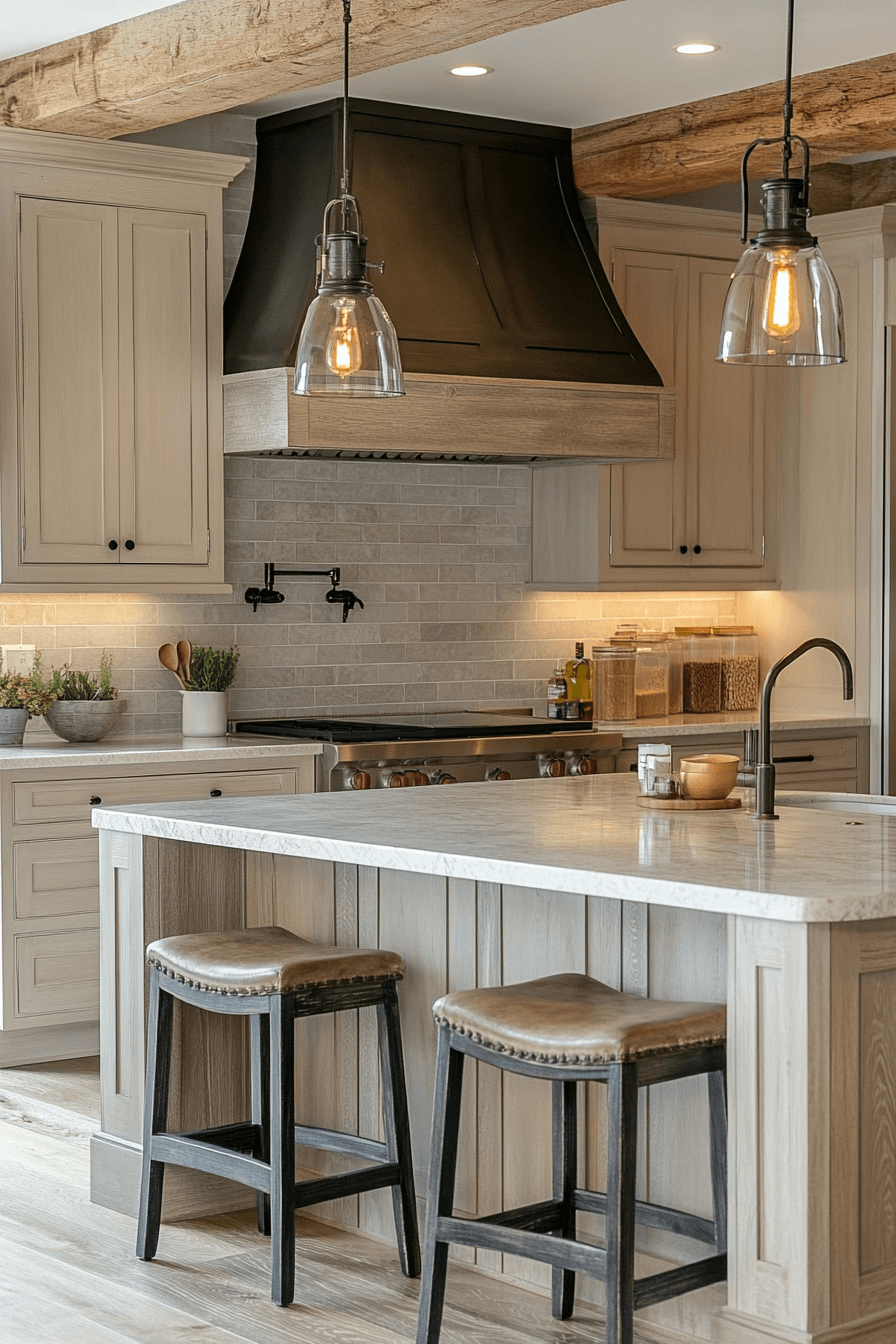 beige kitchen cabinets