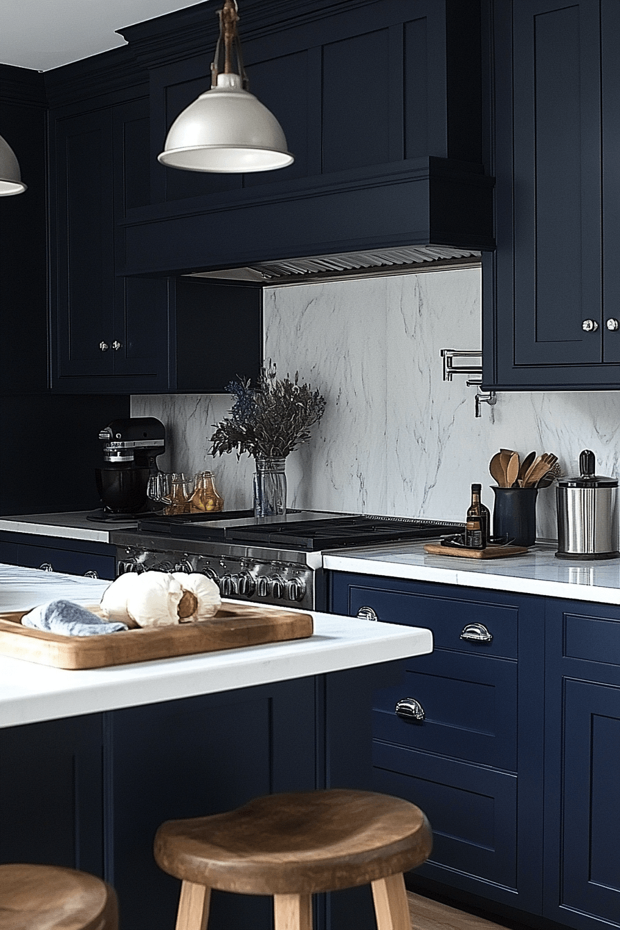 navy blue kitchen cabinets