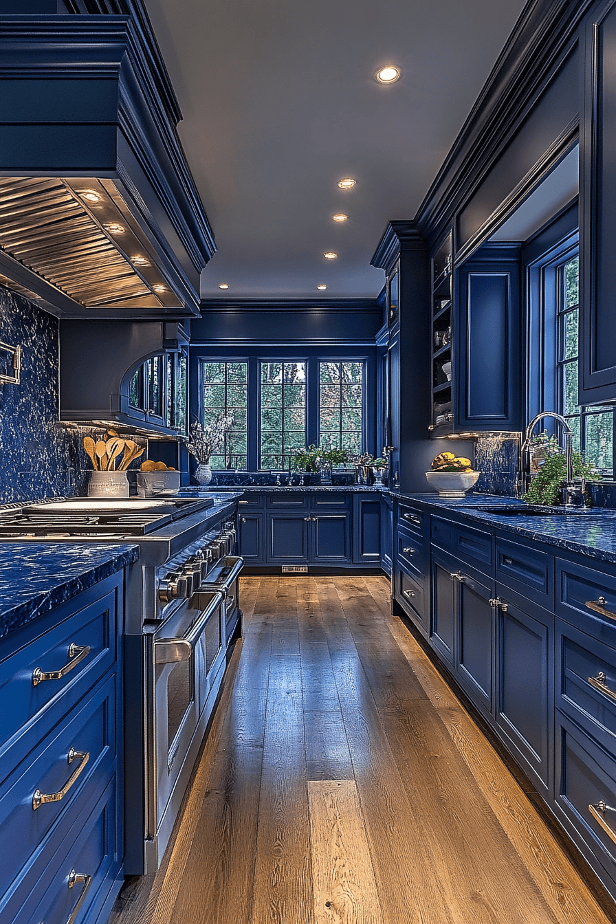 navy blue kitchen cabinets