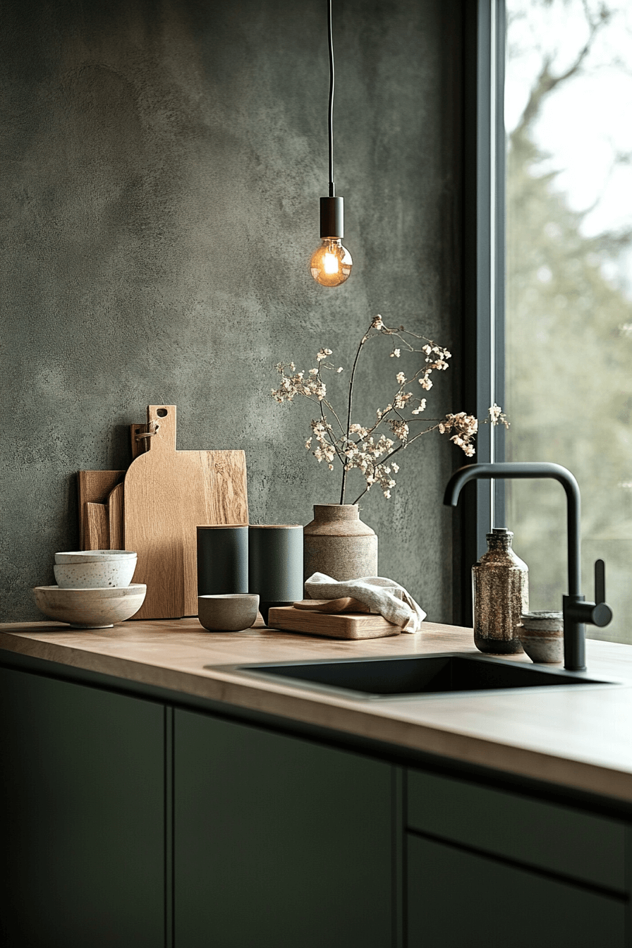 dark green kitchen cabinets