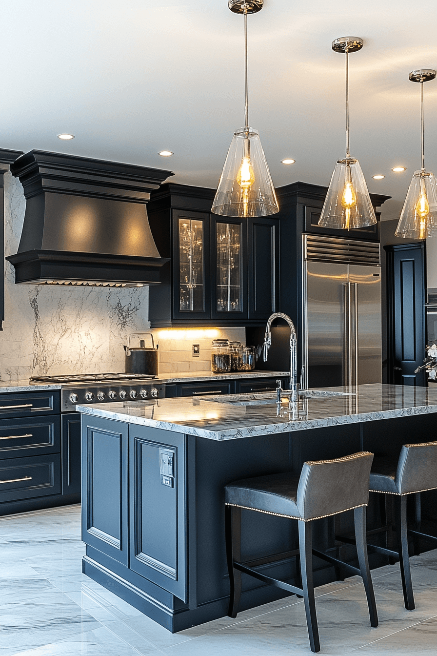navy blue kitchen cabinets