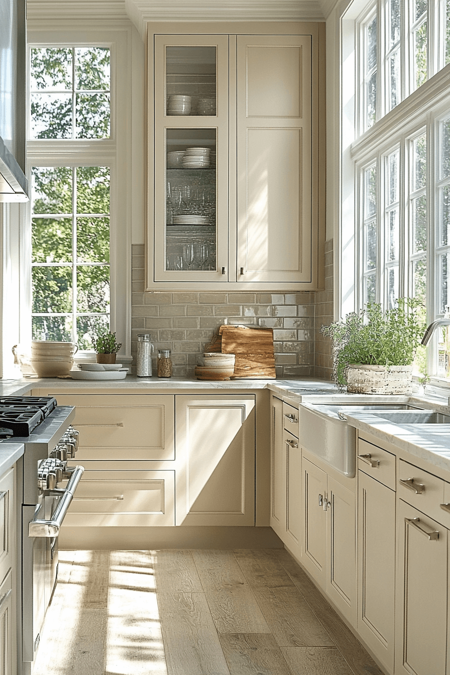 29 Greige Kitchen Cabinets That Bring Light and Airiness 7 greige kitchen cabinets