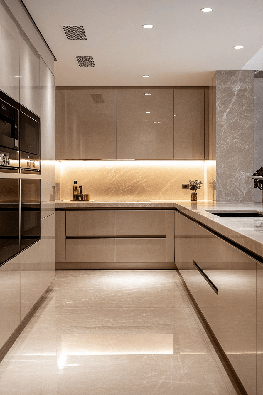 beige kitchen cabinets