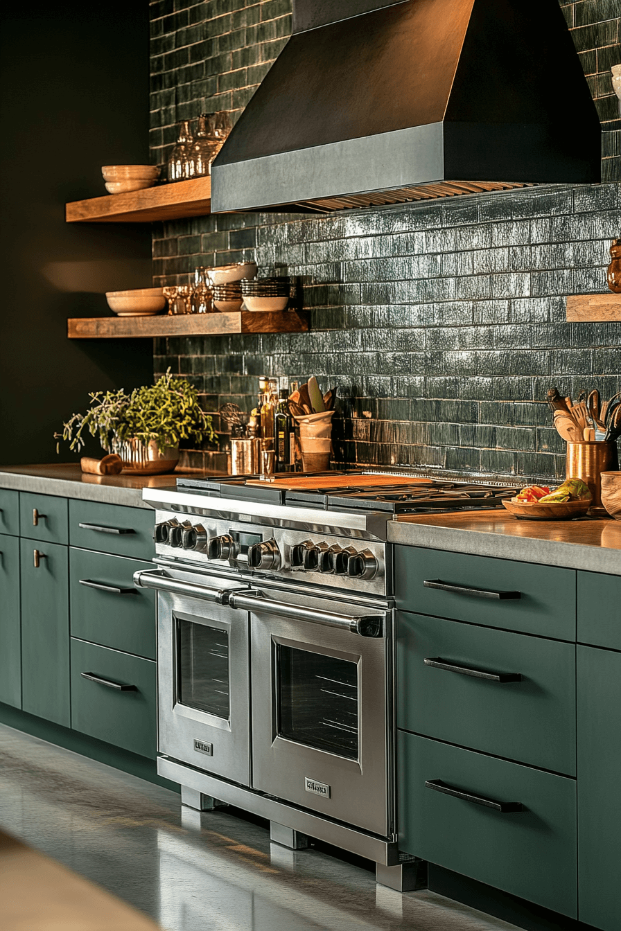 dark green kitchen cabinets
