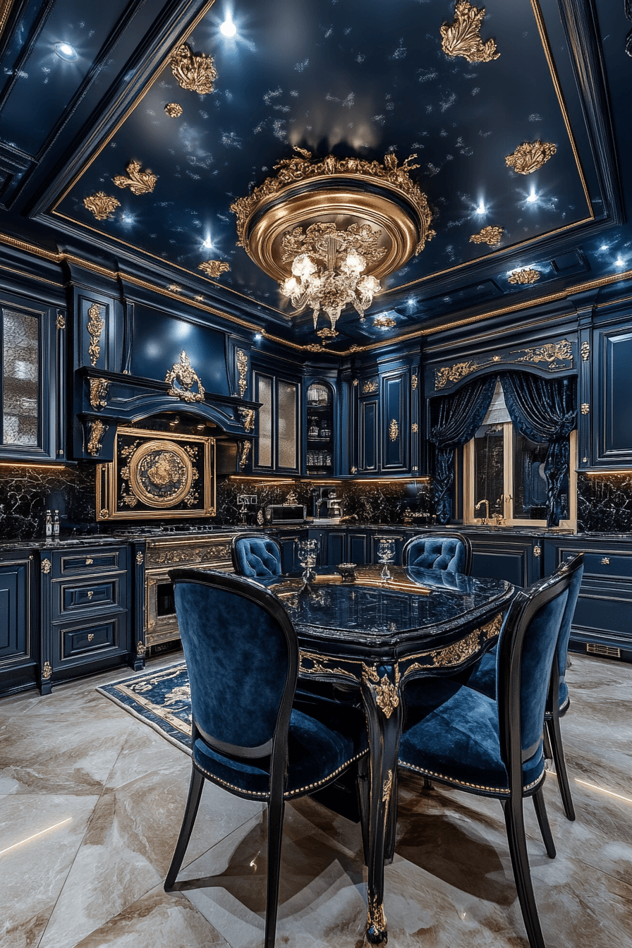 navy blue kitchen cabinets