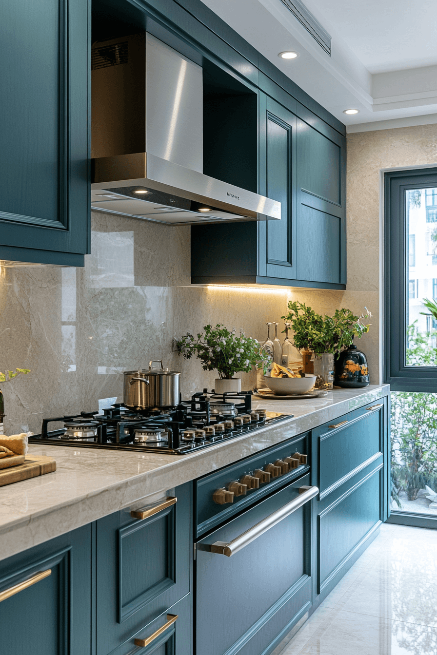 dark green kitchen cabinets