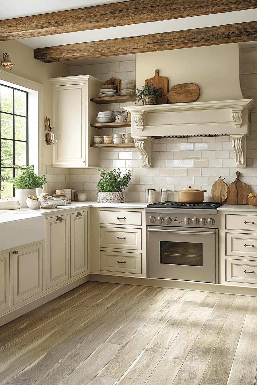 cream kitchen cabinets