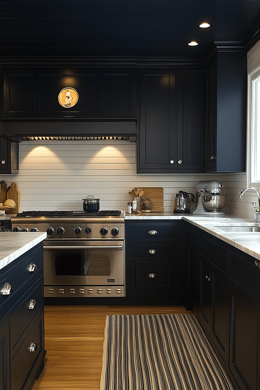 navy blue kitchen cabinets