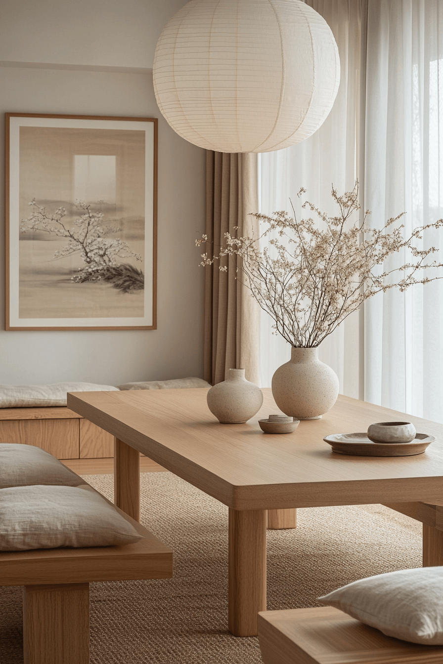 29 Japandi Dining Room Ideas for a Chic and Tranquil Space 9 japandi dining room
