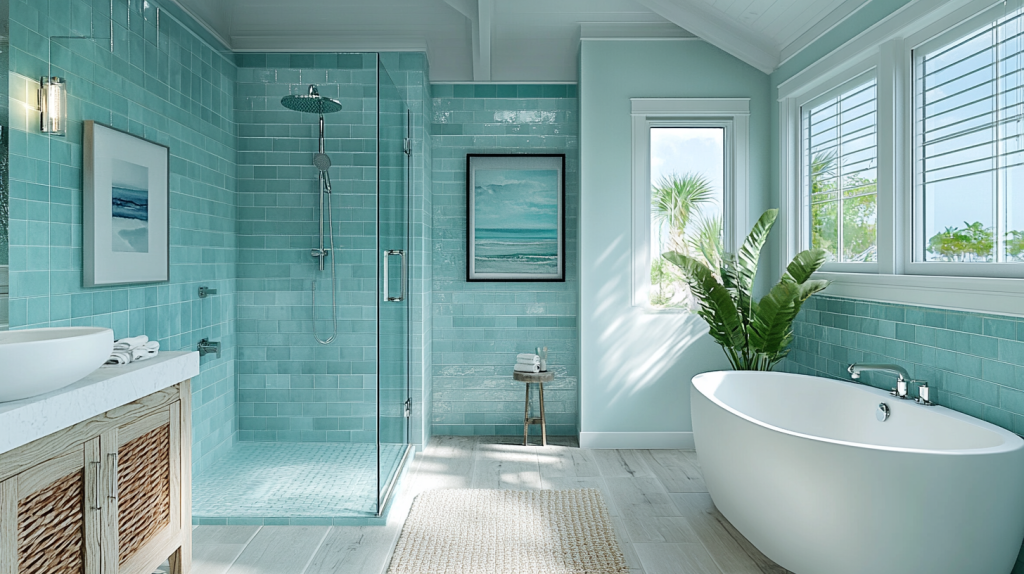 coastal bathroom shower ideas