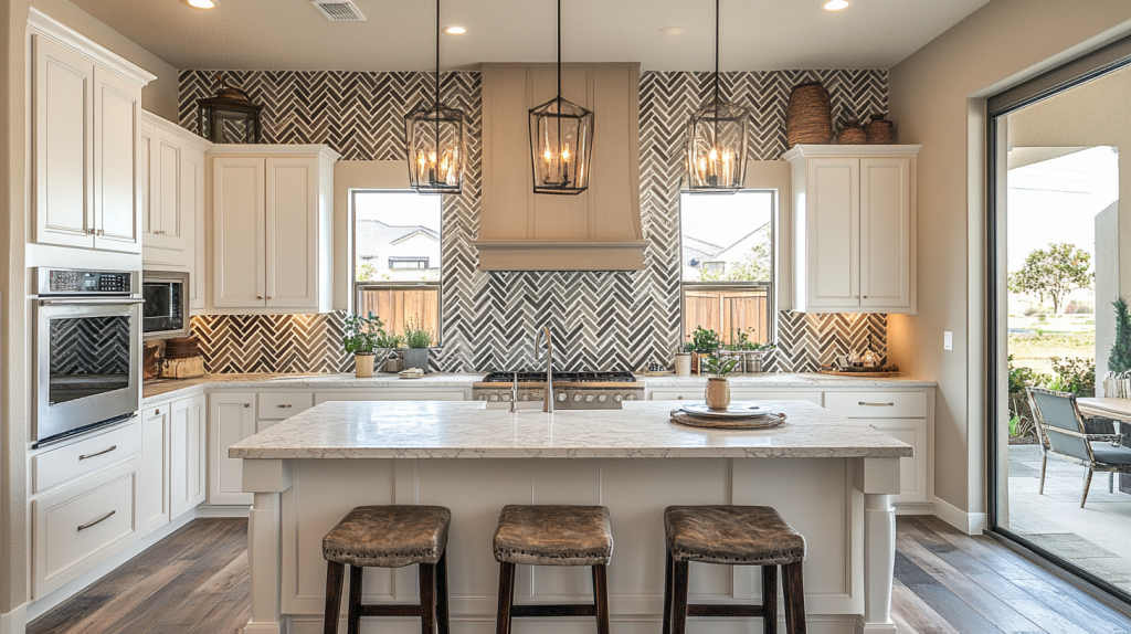 kitchen backsplash with white cabinets