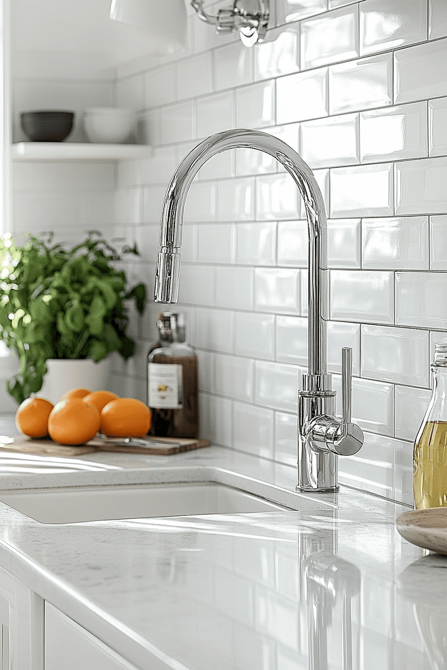 white backsplash kitchen