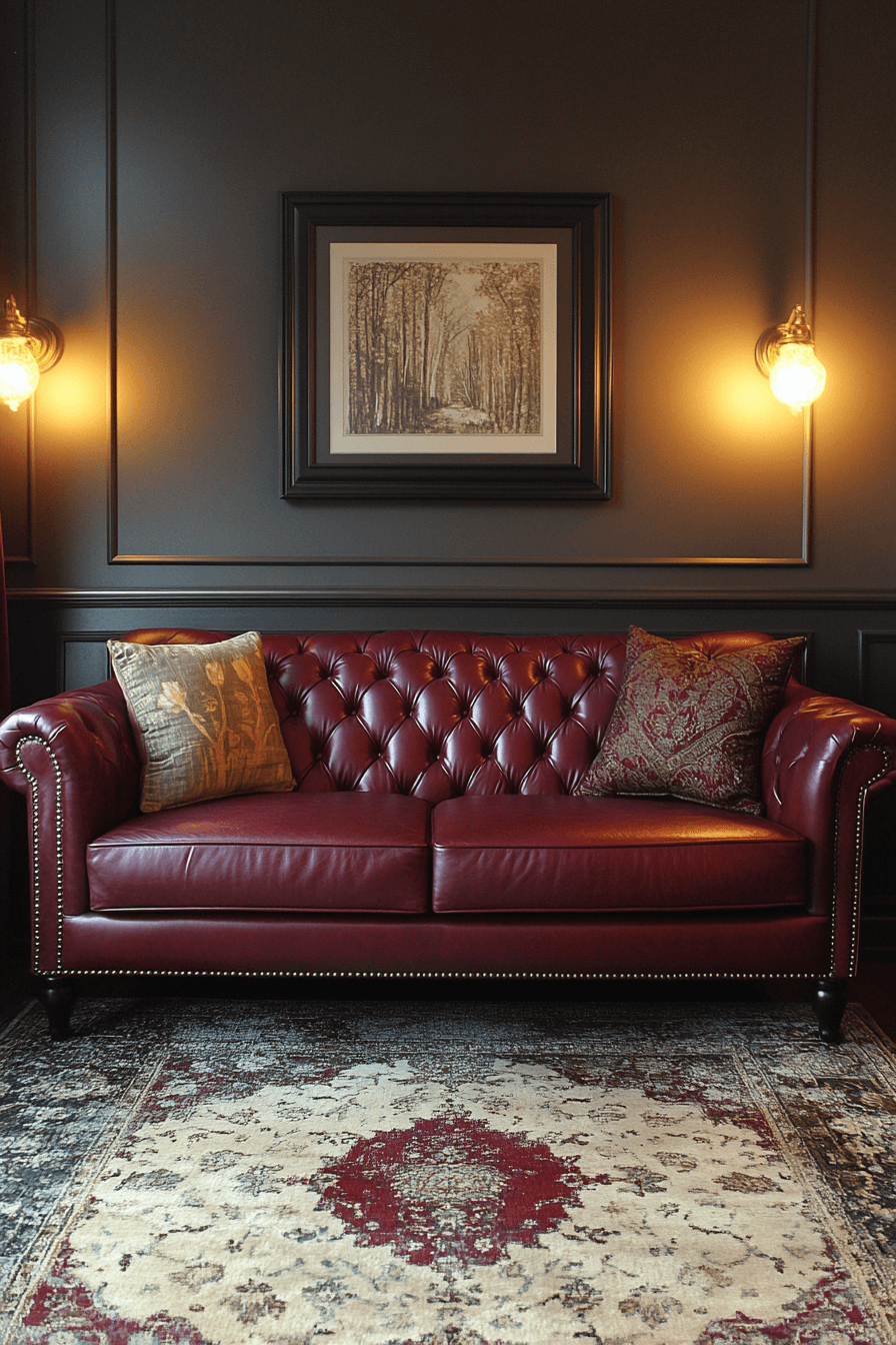 burgundy couch living room