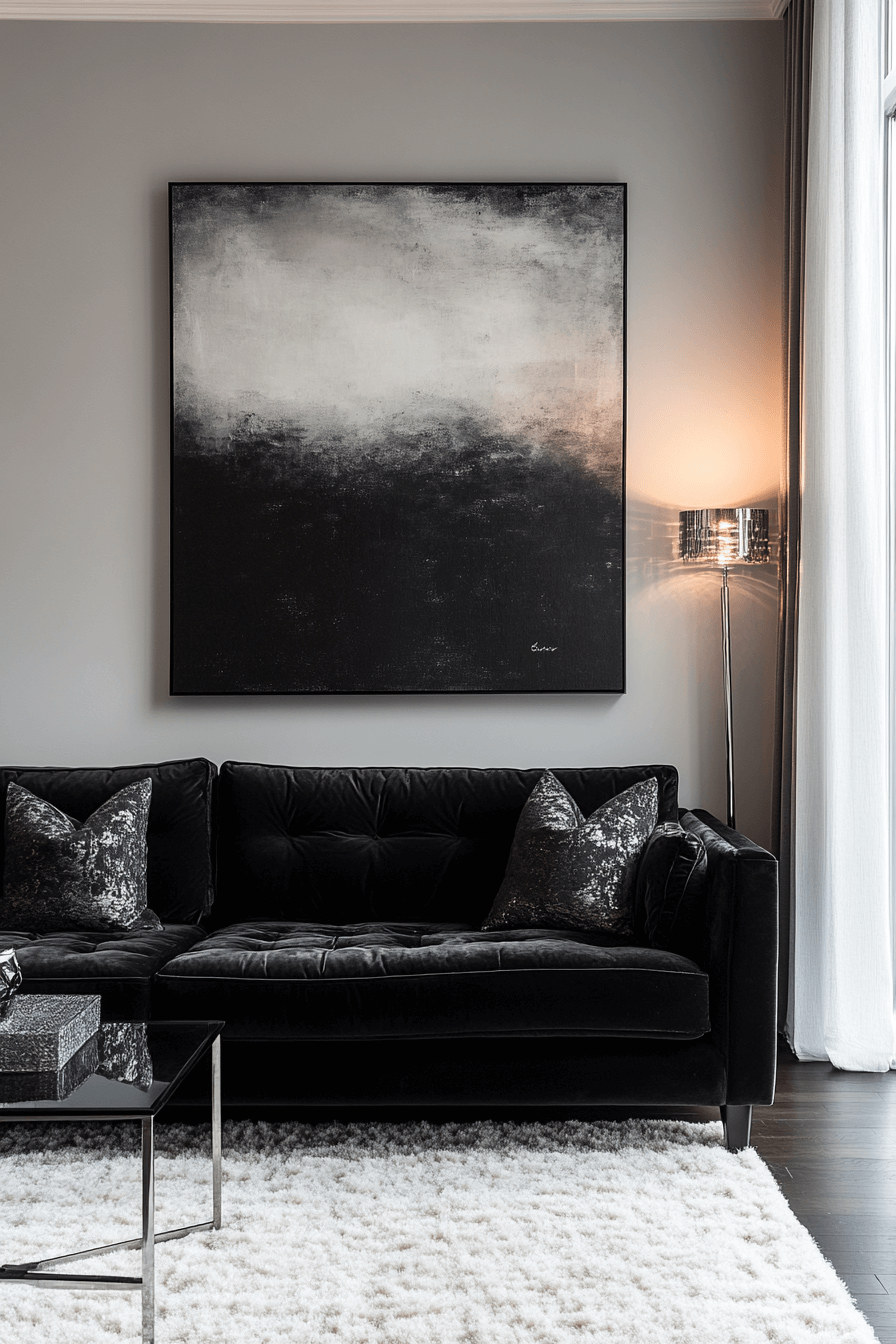 dark couch living room